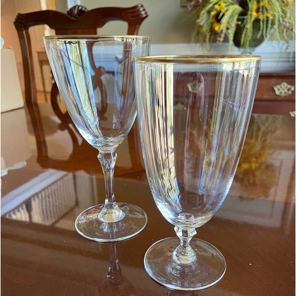 2 Lenox Mansfield Crystal Glasses Goblets, 1 Water and 1 Iced Beverage Tea